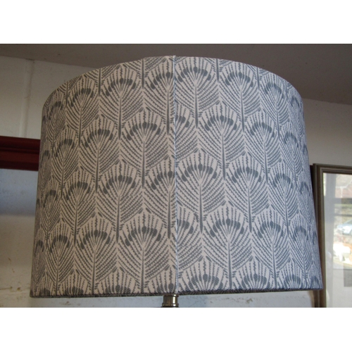 1012 - A pair of John Lewis ceramic table lamps, modernist form with blue and white shades