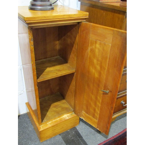 1028 - A Victorian satinwood single door pot cupboard, 87cm tall x 34cm wide x 34cm deep