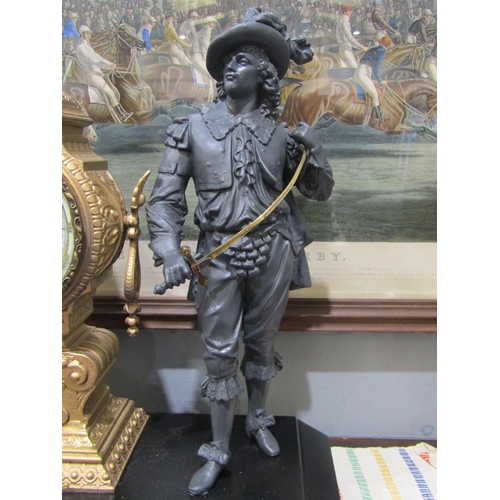 1040 - A large Ansonia figural mantel clock, Circa 1880 with two spelter statues depicting Don Juan and Don... 