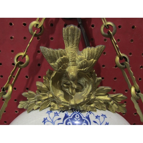 1050 - A Eugene Farcot porcelain hanging wall clock, ca. 1885, brass bezel with bevelled glass, 4 1/2