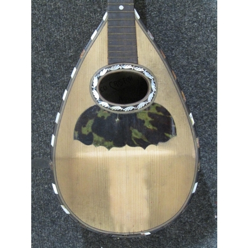 1047 - A Carlo Cristini, Napoli, mandolin with mother-of-pearl inlay, a/f - no strings, cased