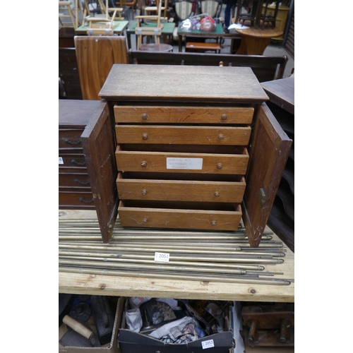 2049 - A twin door engineers chest of drawers, doors opening to reveal five drawers