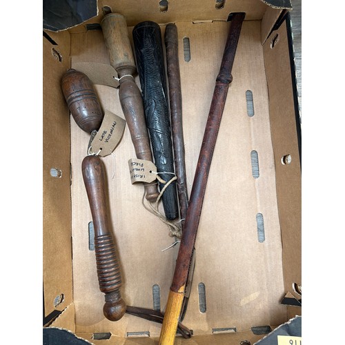 A quantity of items including tipstaff, weighted riding crop and a two ...