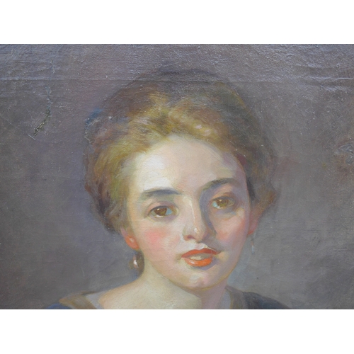 9031 - DANIEL PENDER DAVIDSON (1855-1933) A framed oil on canvas, laid to board, portrait of a young lady. ... 