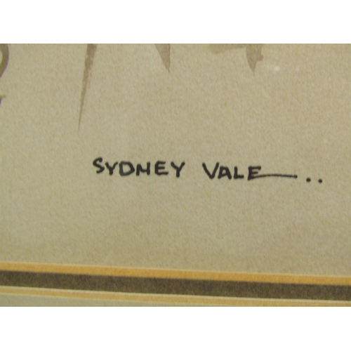 4031 - SYDNEY VALE: Watercolour depicting a moored rowing boat in winter landscape with barns, signed lower... 