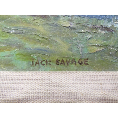 4045 - F J SAVAGE (1910-2003): An oil on board titled 