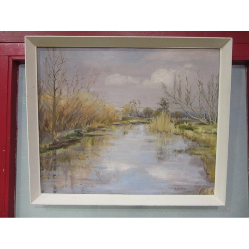 4010 - KATHLEEN SANDBACH (XX-XXI): An oil on board of river landscape scene, signed and dated 1978 lower ri... 