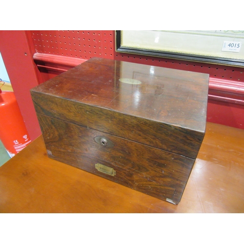 4017 - A 19th Century rosewood box with Bramah lock and draw