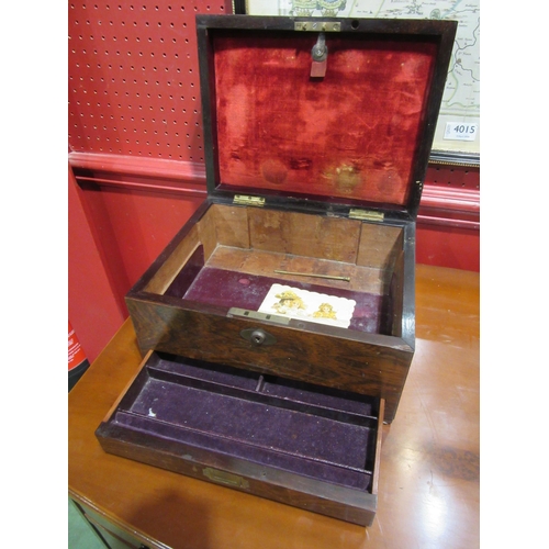 4017 - A 19th Century rosewood box with Bramah lock and draw