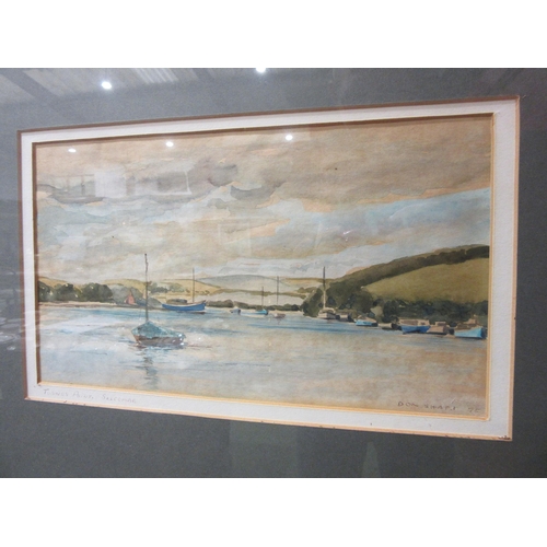 4032 - DON SHARP: 'Tosnos Point Salcombe' watercolour dated '75, framed and glazed, 16cm x 28.5cm
