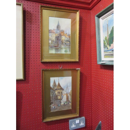 4033 - J. VAN STAPPEN (Flemish/Dutch, 19th Century): Two watercolours, 'Dordrecht' and 'Braubach' gilt fram... 