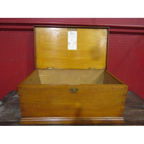 4043 - A 19th Century oak table-top tool chest with exposed dovetail joints and brass carrying handles over... 