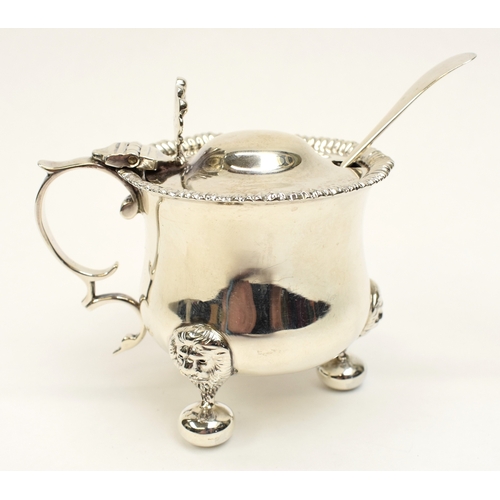8041 - A J & J Maxfield Ltd silver mustard, Sheffield 1903 with Lion mask detail, two cruets with Henry Bus... 