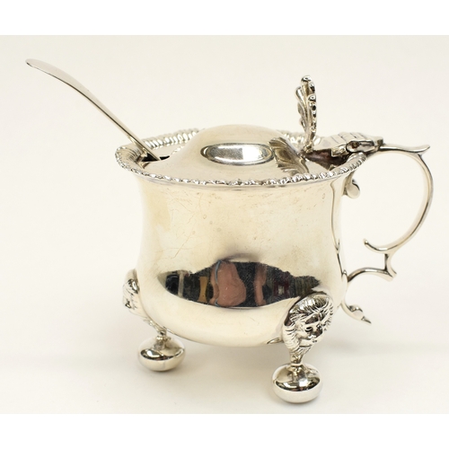 8041 - A J & J Maxfield Ltd silver mustard, Sheffield 1903 with Lion mask detail, two cruets with Henry Bus... 