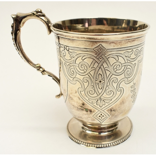 8024 - A Victorian Henry Wilkinson & Co, Silver Christening cup, London 1868, with monogram and date to car... 