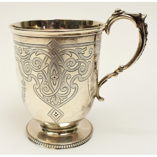 8024 - A Victorian Henry Wilkinson & Co, Silver Christening cup, London 1868, with monogram and date to car... 