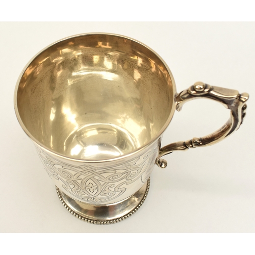 8024 - A Victorian Henry Wilkinson & Co, Silver Christening cup, London 1868, with monogram and date to car... 
