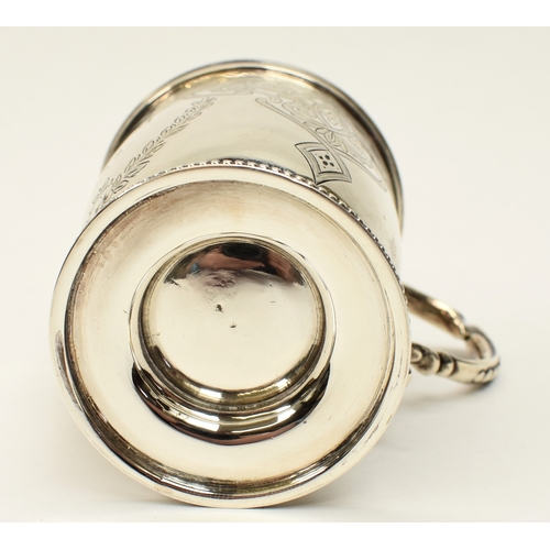 8024 - A Victorian Henry Wilkinson & Co, Silver Christening cup, London 1868, with monogram and date to car... 