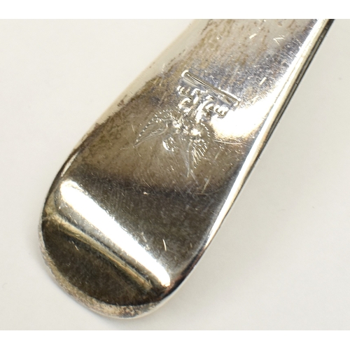 8042 - A George III, William Eley I & William Fearn silver soup ladle, London 1799, with crested handle, 33... 