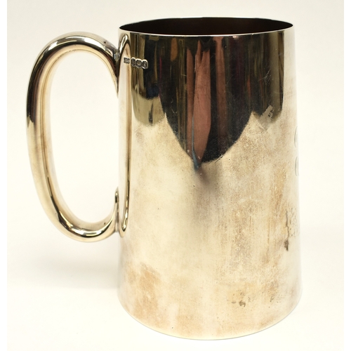 8043 - A James Dixon & Sons Ltd silver pint tankard monogrammed, Sheffield 1924, 12.3cm tall,  335g