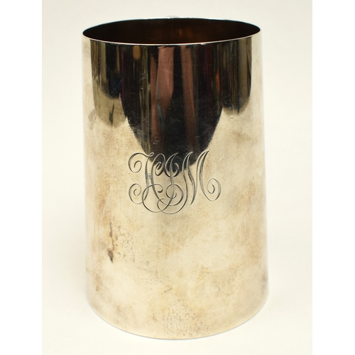 8043 - A James Dixon & Sons Ltd silver pint tankard monogrammed, Sheffield 1924, 12.3cm tall,  335g