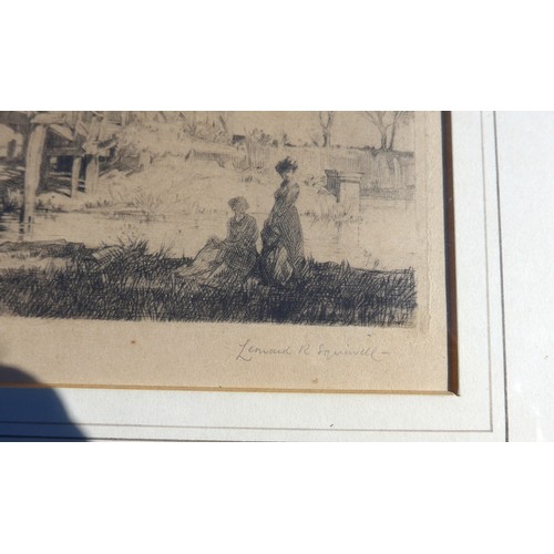 9014 - LEONARD RUSSELL SQUIRRELL RWS RI RE (1893 -1979) A framed and glazed etching,  riverside scene with ... 