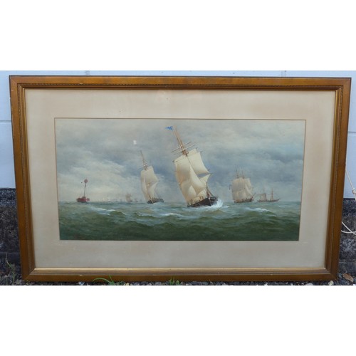 9036 - CHARLES TAYLOR (act.1836-1871) A framed and glazed large watercolour, channel shipping scene with va... 