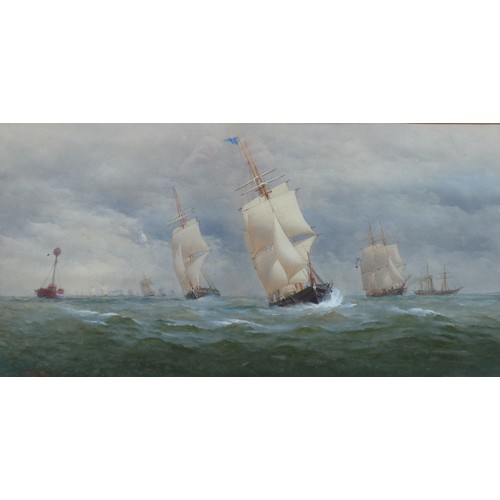9036 - CHARLES TAYLOR (act.1836-1871) A framed and glazed large watercolour, channel shipping scene with va... 