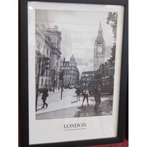 1059 - Three modern black and white prints, Paris, New York and London, all framed, 38.5cm x 26cm