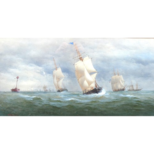 9036 - CHARLES TAYLOR (act.1836-1871) A framed and glazed large watercolour, channel shipping scene with va... 