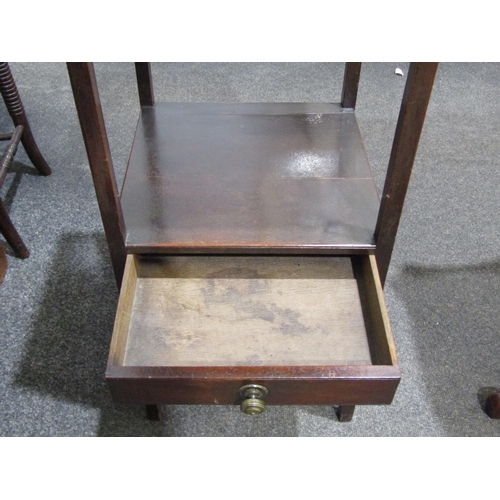 1035 - A 19th Century mahogany two-tier washstand with single drawer, split to top, 84cm tall