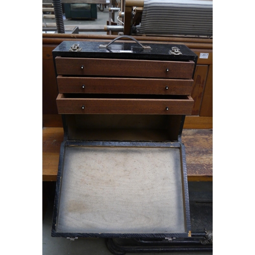 2021 - An Edwardian toolbox with drop front drawers to interior