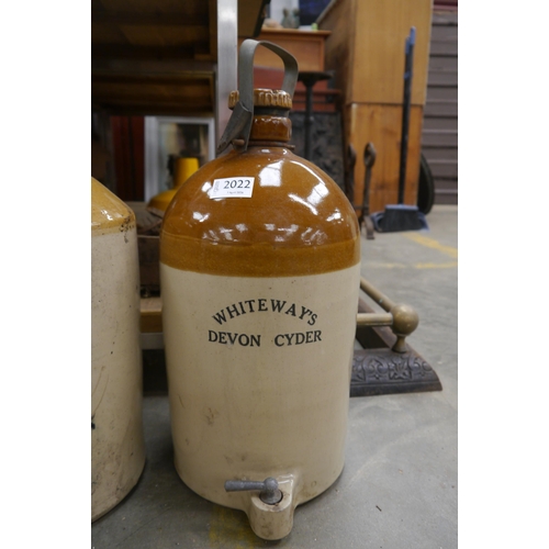 2041 - Three stoneware flagons, Whyte way Devon cider, H.Dabinett &co etc