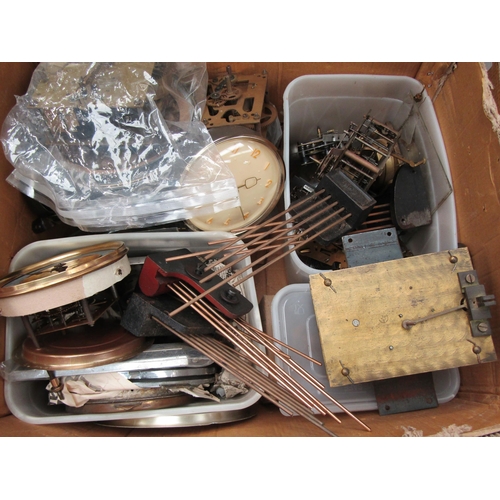 2036 - Three boxes of misc: clock parts to include: Two Barometer faces
