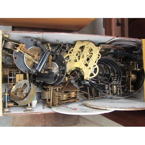 2036 - Three boxes of misc: clock parts to include: Two Barometer faces