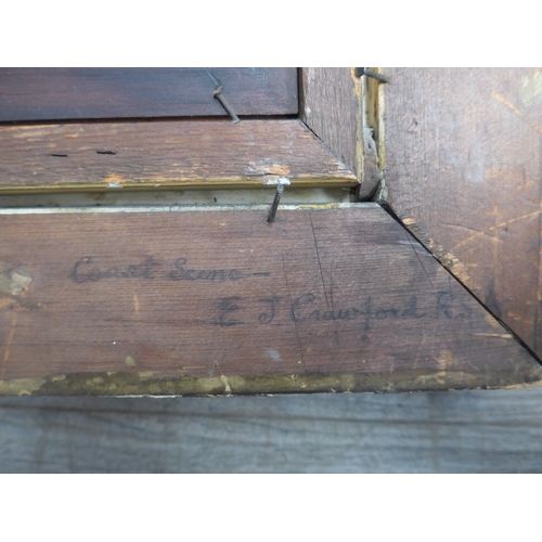 9016 - A 19th Century oil on canvas of a fishing vessel, signed E.T.C. lower right, 15cm x 25cm, heavy gilt... 