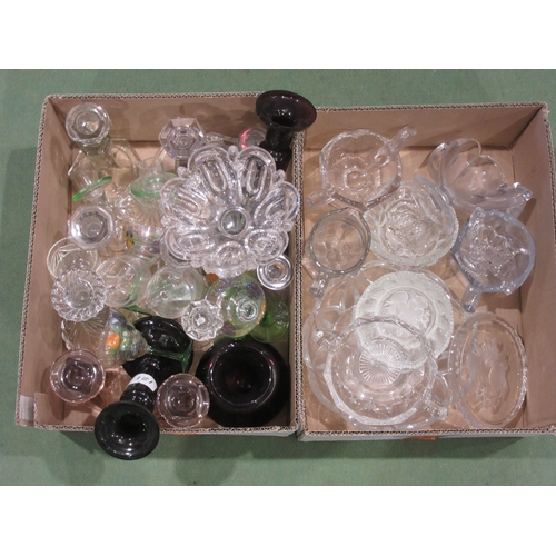 4222 - Two boxes of mixed glassware, mostly candlesticks