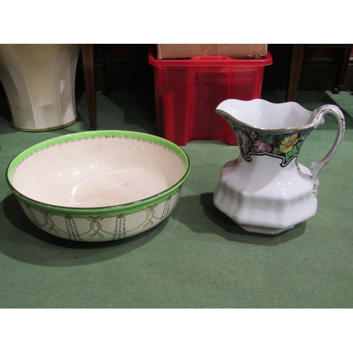 4220 - Blue and white meat plates, ceramic duck, jug, wash bowl and wash jug etc. Some a/f