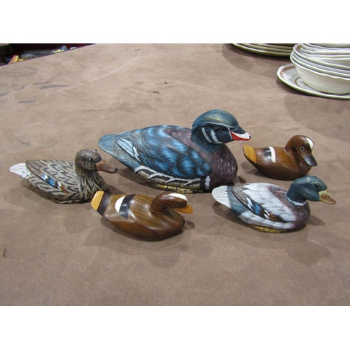 4007 - Five duck ornaments/figures, largest 16cm long