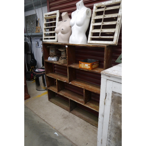 2055 - A Victorian oak sectional shelving unit, H 127x W 132cm