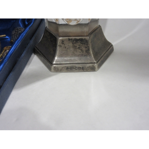 4428 - A glass vase with silver base together with a selection of miniature glass ornaments, gents wristwat... 