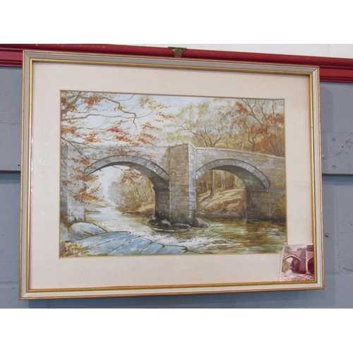 1084 - C. BLOOMFIELD 1974: A watercolour of Holne New Bridge, Dartmoor, signed lower left, framed and glaze... 