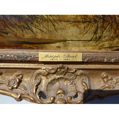 9012 - Attributed to Joseph Paul (1804-1887) An ornate gilt framed oil on canvas, river mouth scene with fi... 