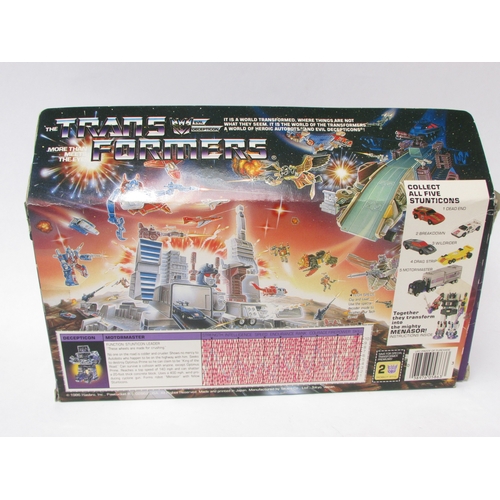 7022 - Hasbro Takara Transformers 1980s First Generation (G1) unboxed Decepticon 'Menasor' formed from the ... 