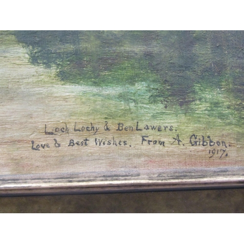1019 - A. GIBBON (XIX): A framed oil depicting Loch Lochy & Ben Lawers. Signed. Image size 29.5cm x 39.5cm