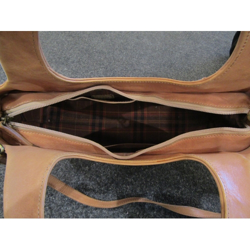 1113 - The Bridge buff leather shoulder bag and a black leather Radley shoulder bag, with Radley dust bag