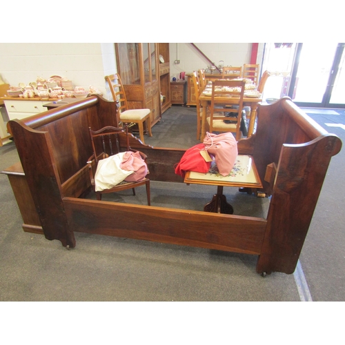 1117 - A late 19th/early 20th Century mahogany panelled sleigh bed, 194cm long x 112cm wide