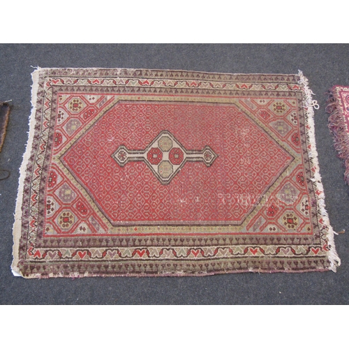 1120 - Four Eastern wool rugs, largest 100cm x 78cm, possibly prayer rugs, worn