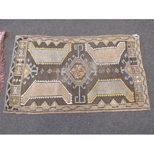 1120 - Four Eastern wool rugs, largest 100cm x 78cm, possibly prayer rugs, worn