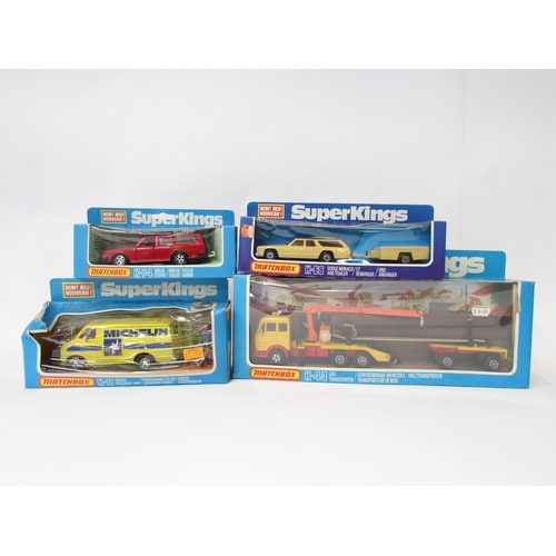 7162 - Four Matchbox SuperKings diecast models - K-43 Log Transporter, K-11 Michelin Dodge Delivery Van, K-... 